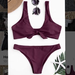 zaful knotted scoop bikini (NWT)